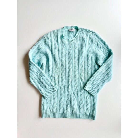 LILLY PULITZER Turquoise 100% Cashmere Cable Knit Crew Neck Sweater, Size S - Picture 5 of 11
